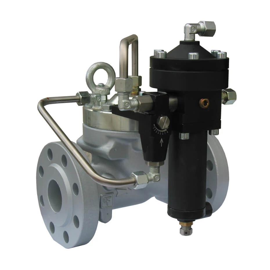 Aperflux 101 pilot operated high pressure gas regulator with pilot on a flanged body, fail open, by Pietro Fiorentini