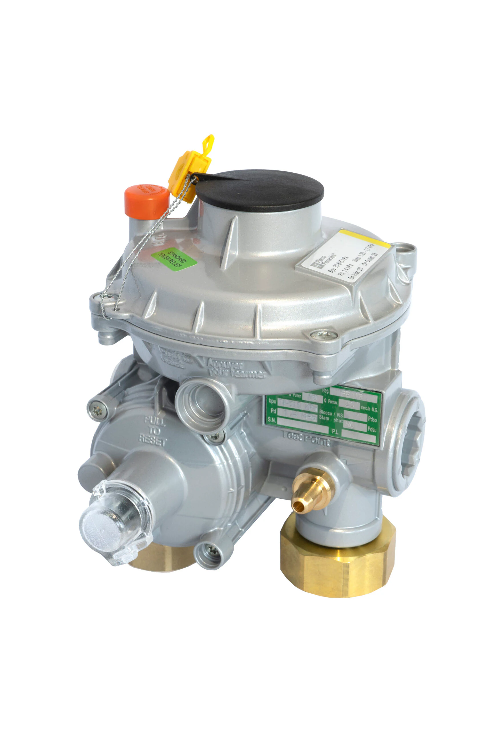 FE515 two-stage low pressure gas regulator with integrated OPSO slam shut, natural gas or LPG, by Pietro Fiorentini