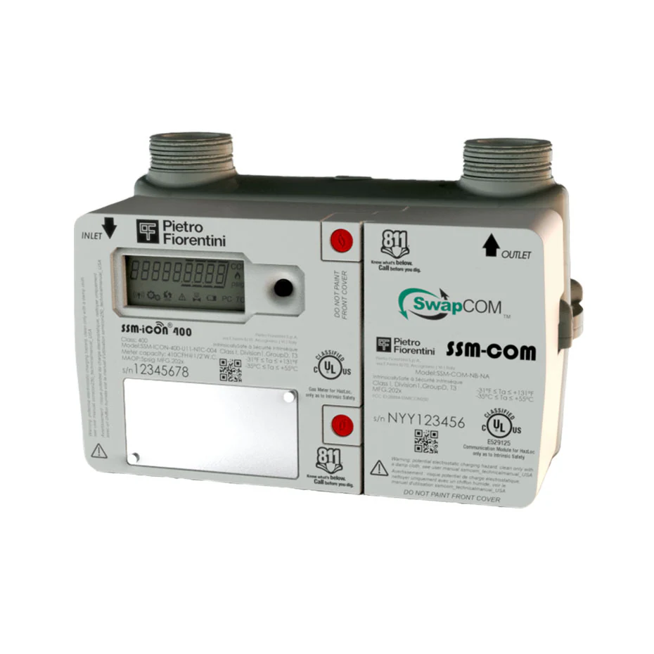SSM-iCON 400 ultrasonic smart gas meter, remote shut-off, NB-IoT/Cat-M1, by Pietro Fiorentini