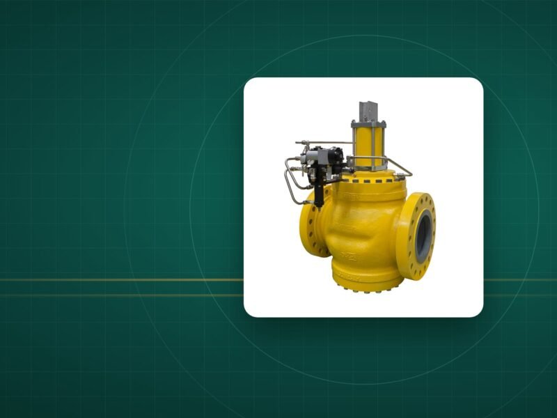 Pietro Fiorentini HBC 975 high-pressure slam shut valve with yellow flanged body and actuator